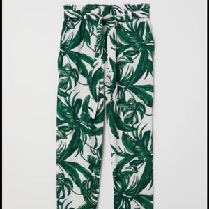 H&M PALM TREE TROUSERS PEPER BAG WAIST